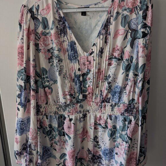 Torrid Babydoll Georgette Pintuck Long Sleeve Blouse 1x - Picture 4 of 5